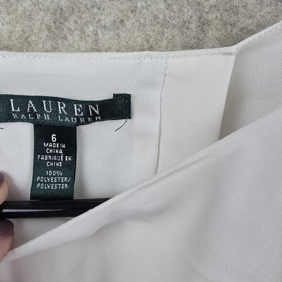 Ralph Lauren Womens White Long Sleeve Blouse Size 6 Polyester - Picture 4 of 9